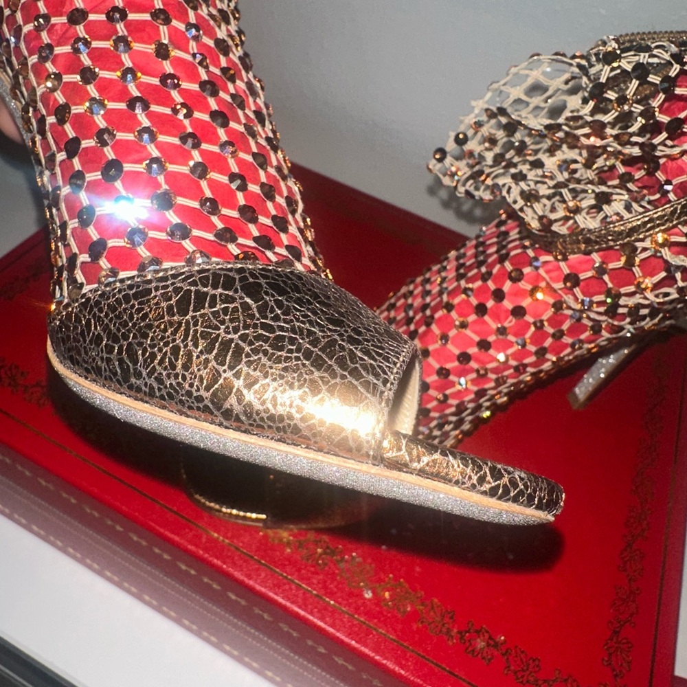 NWT Designer Heels Rene Caovilla Galaxia Bronze - Picture 6 of 12